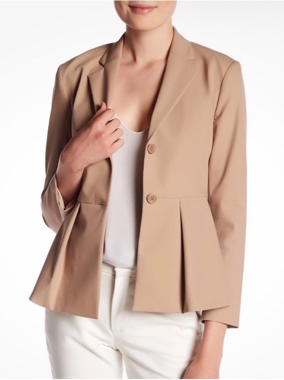 Theory Braneve Approach Tailored Beige Peplum Blazer - Women's Jacket